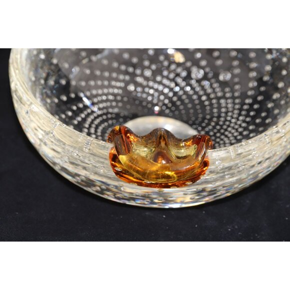 Vtg Mid Century Murano Italian Art Glass Two Cigarette Ashtray Dish Gold - Picture 2 of 8